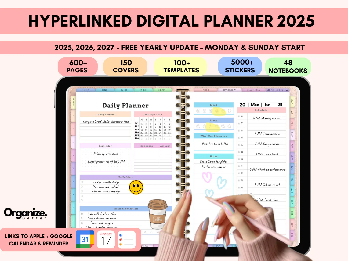 All-in-one Digital Planner 2025 , 2026, 2027